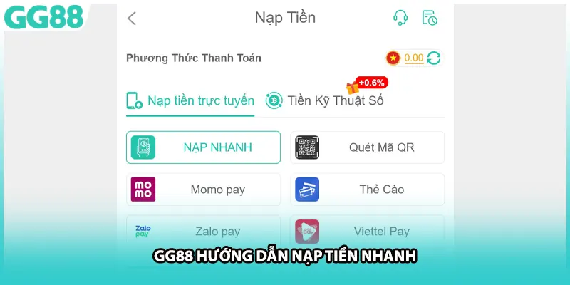 GG88 hướng dẫn nạp tiền nhanh
